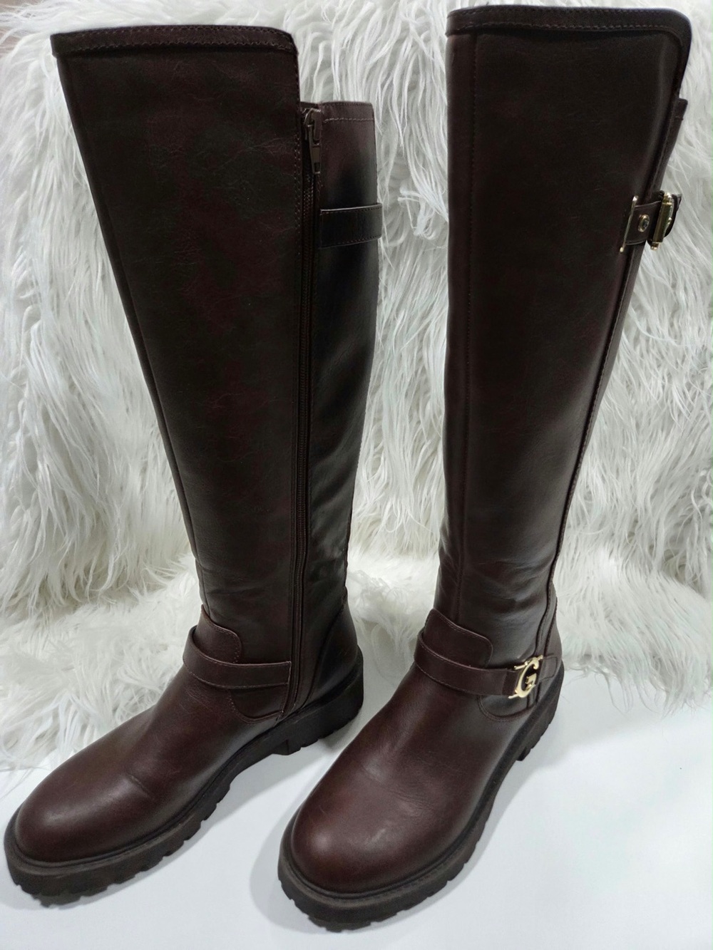 GBG Los Angeles Brown Knee-High Lug Sole Riding Boots Size 9